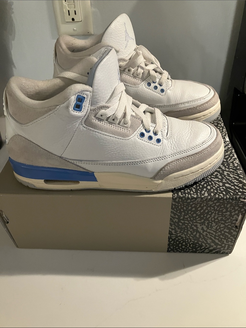 Jordan Kids White and Light Blue Retro Sneaker